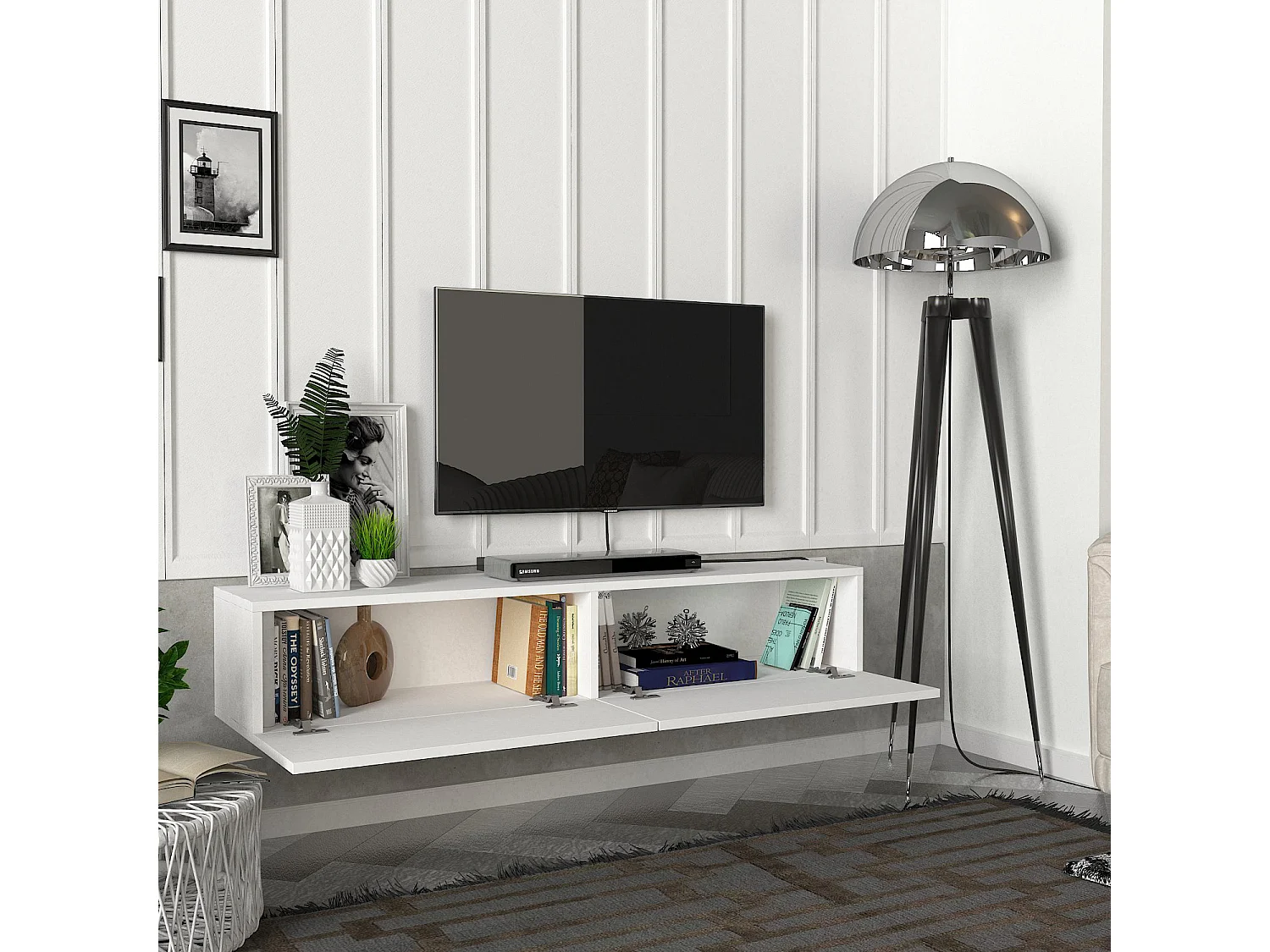 TV Lowboard Hängend Aristo Weiß