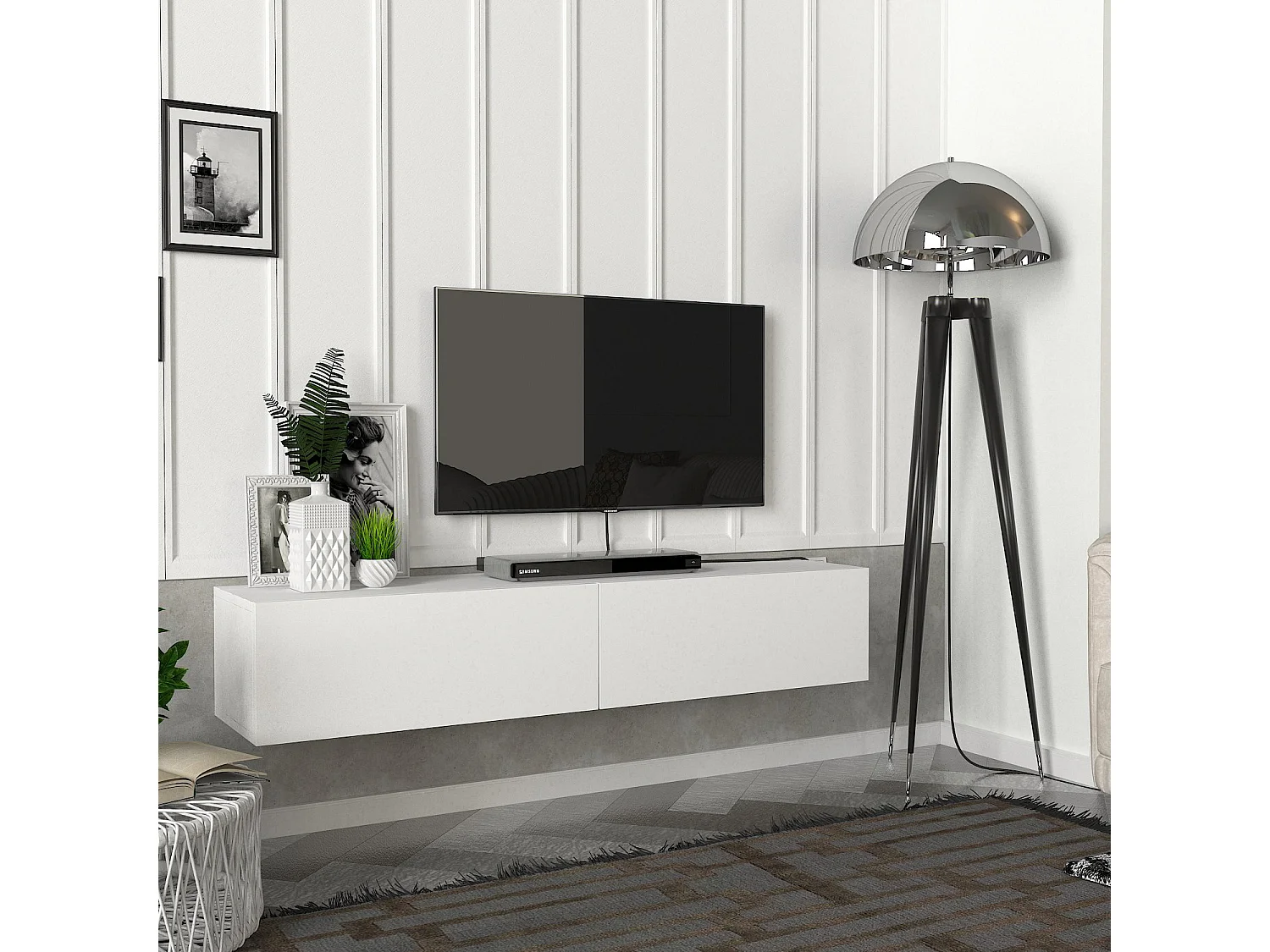 TV Lowboard Hängend Aristo Weiß