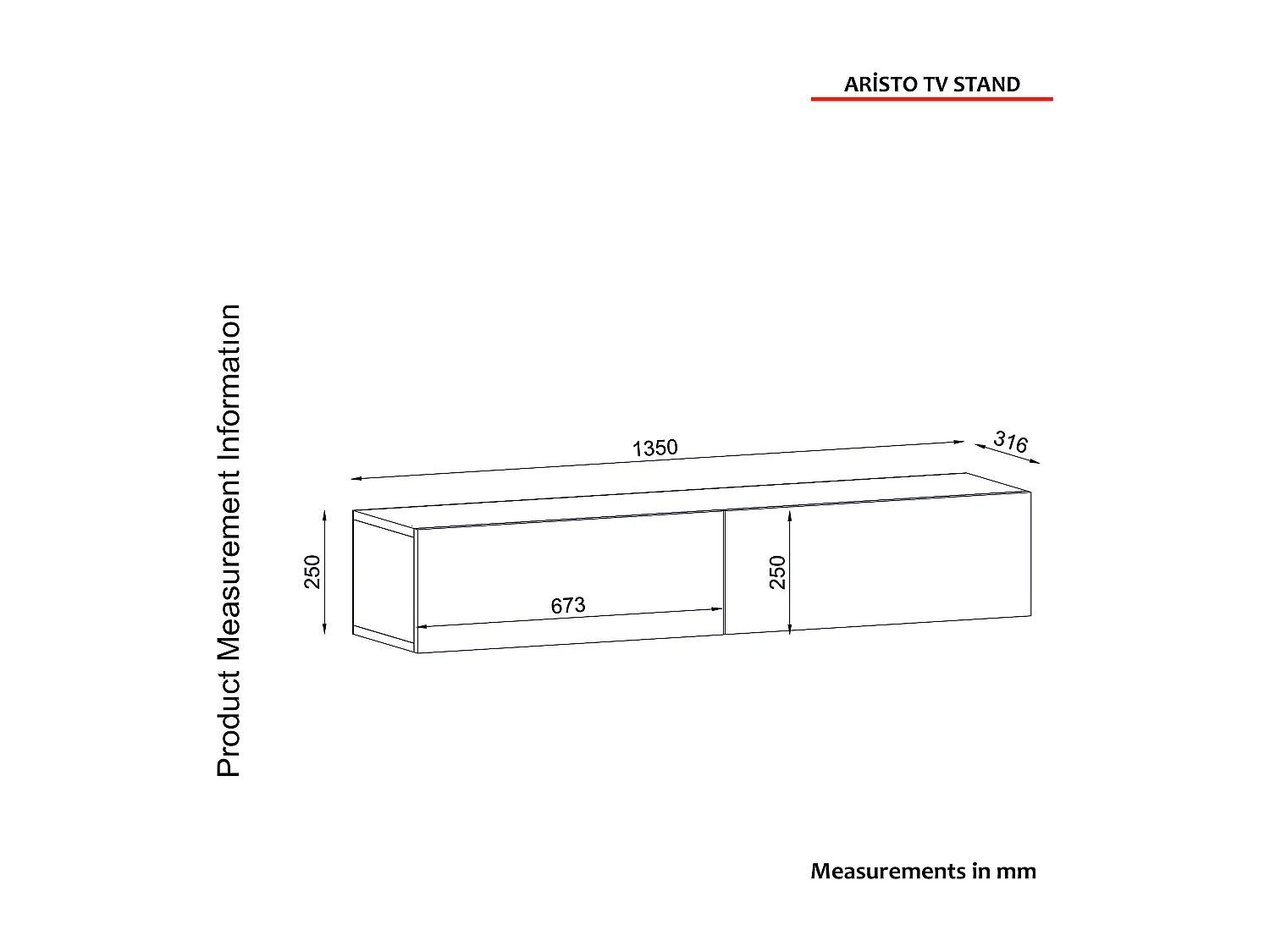 TV Lowboard Hängend Aristo Weiß