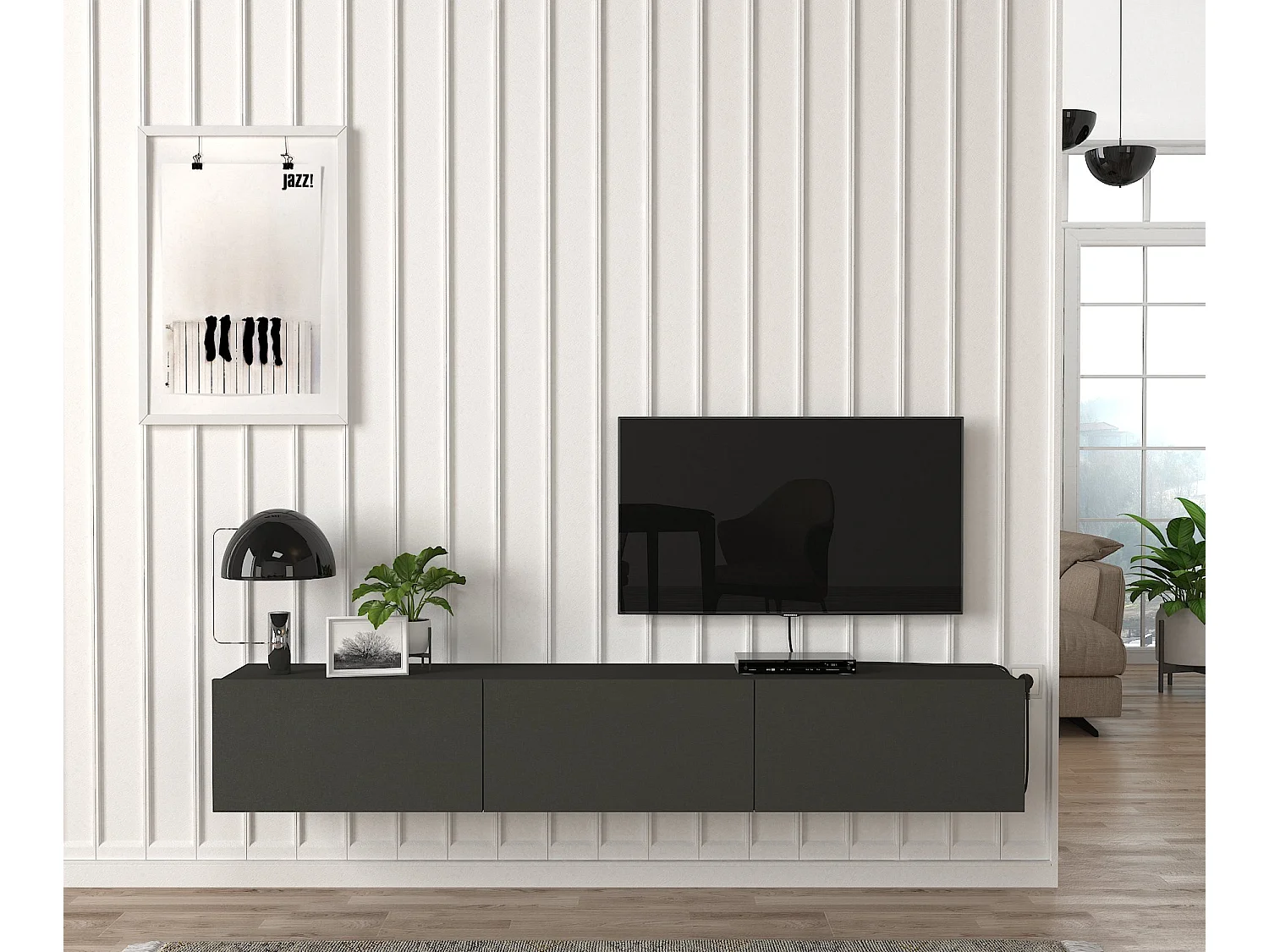 TV Lowboard Hängend Damla Anthrazit