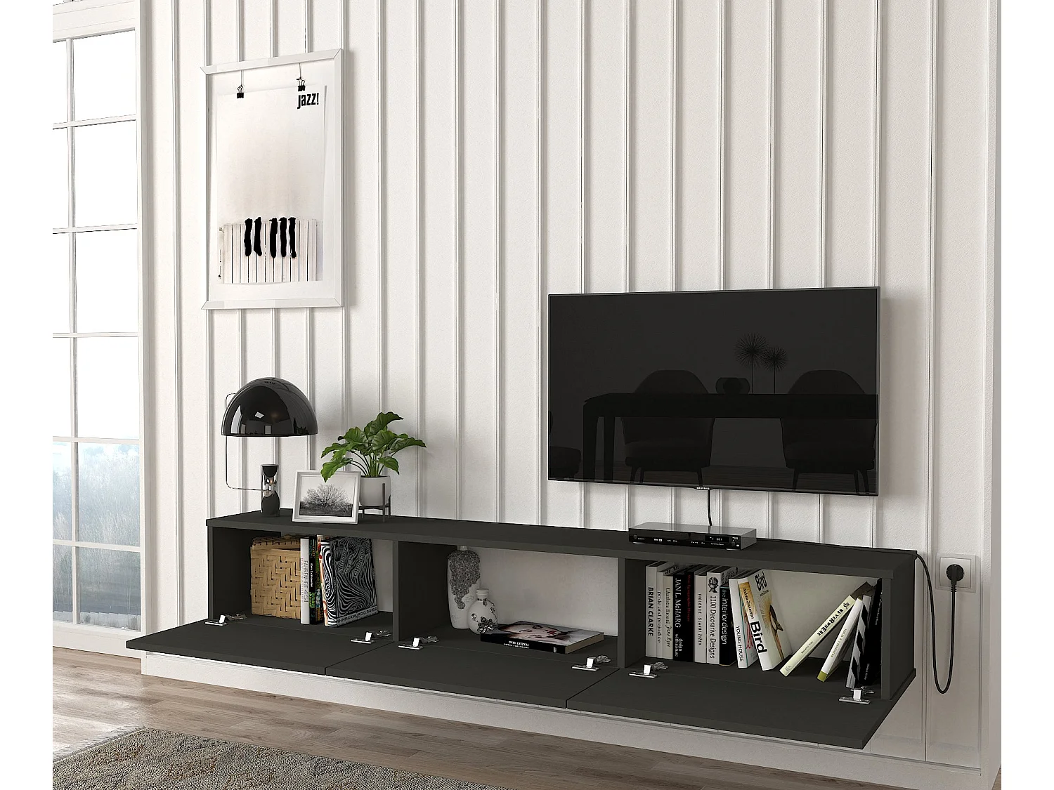 TV Lowboard Hängend Damla Anthrazit