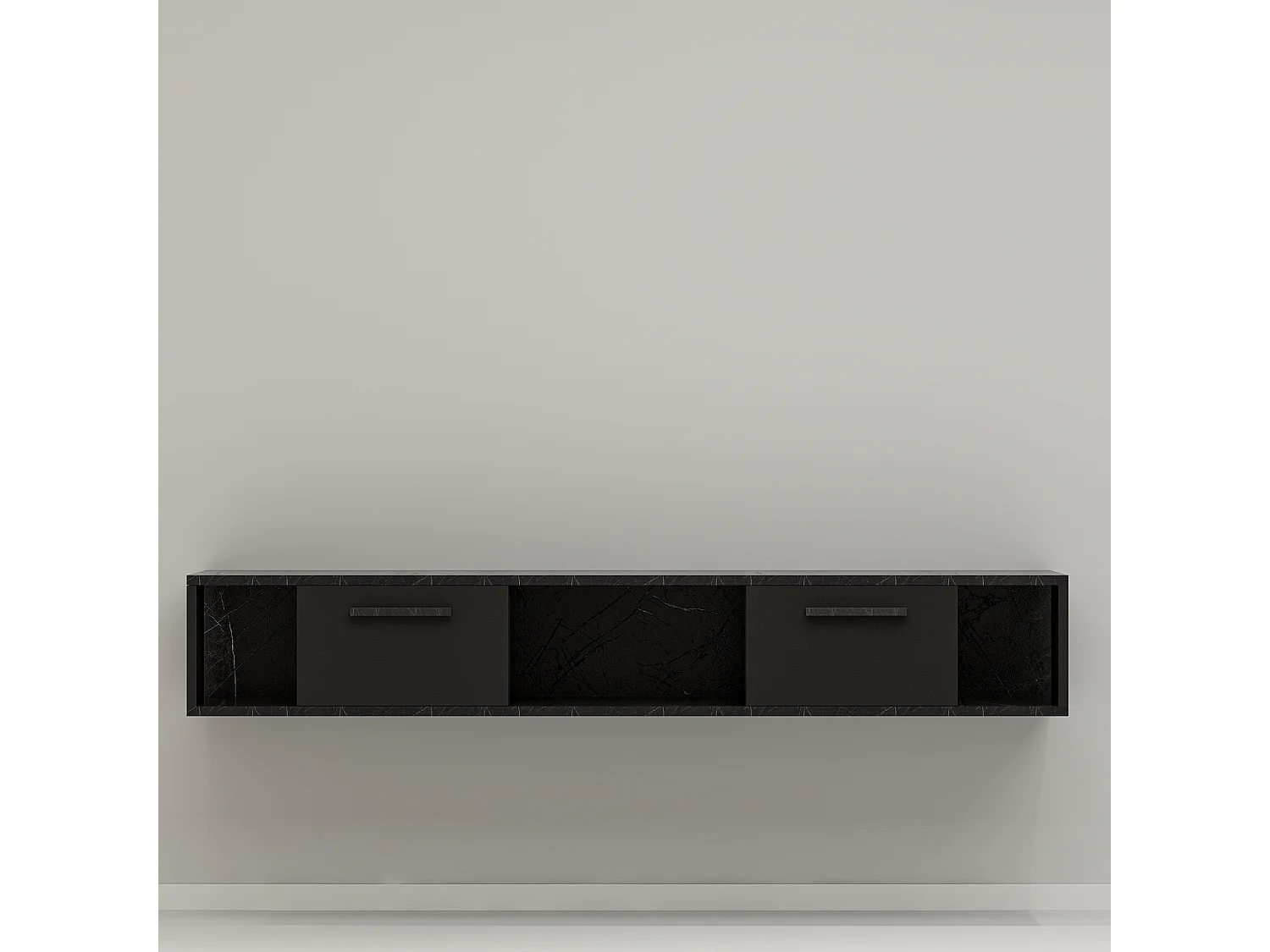 TV Lowboard Aldora Schwarz Marmor Optik 9598