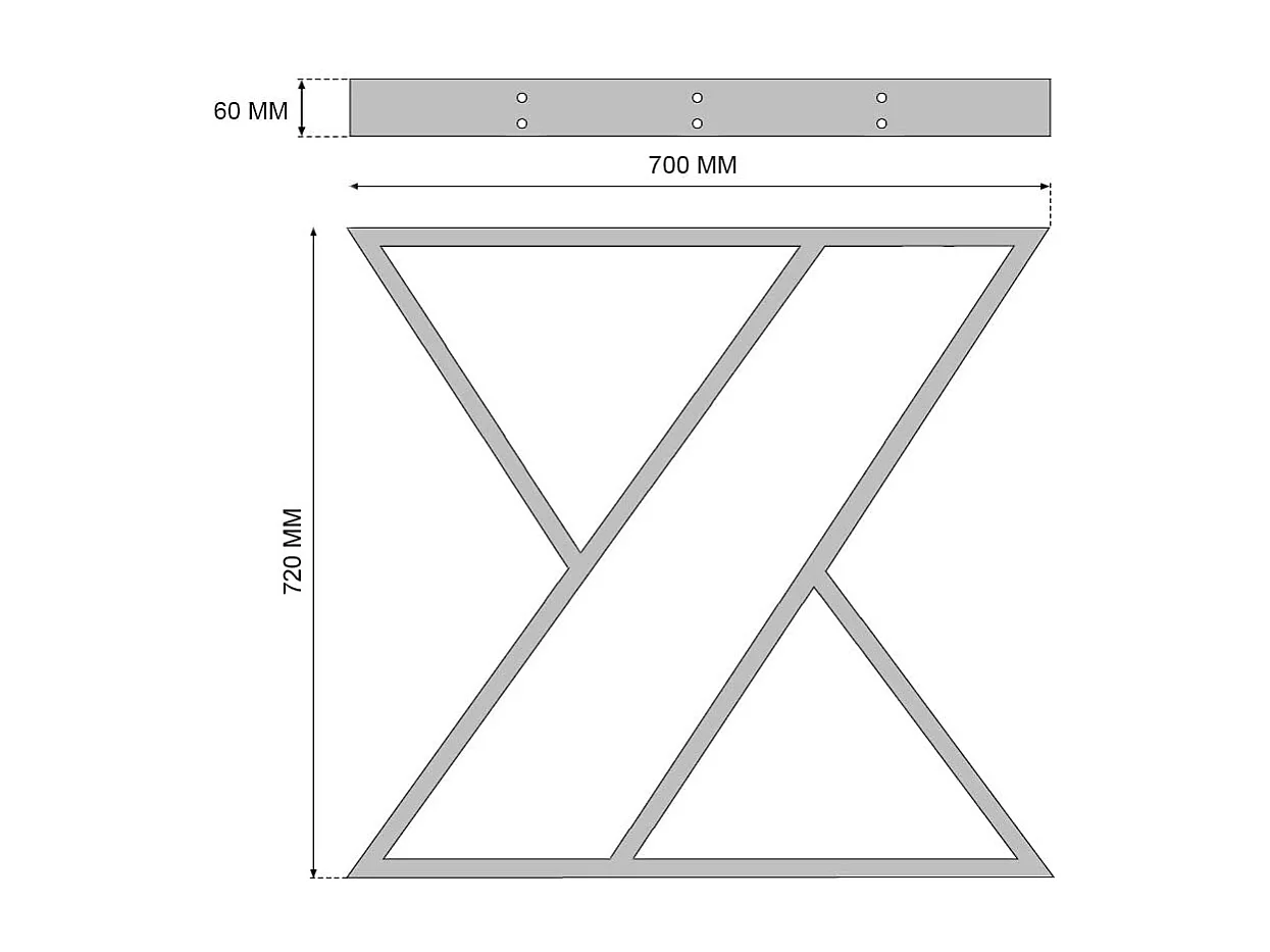 Tischgestell Metall Schwarz 2-er Set 70x72 cm