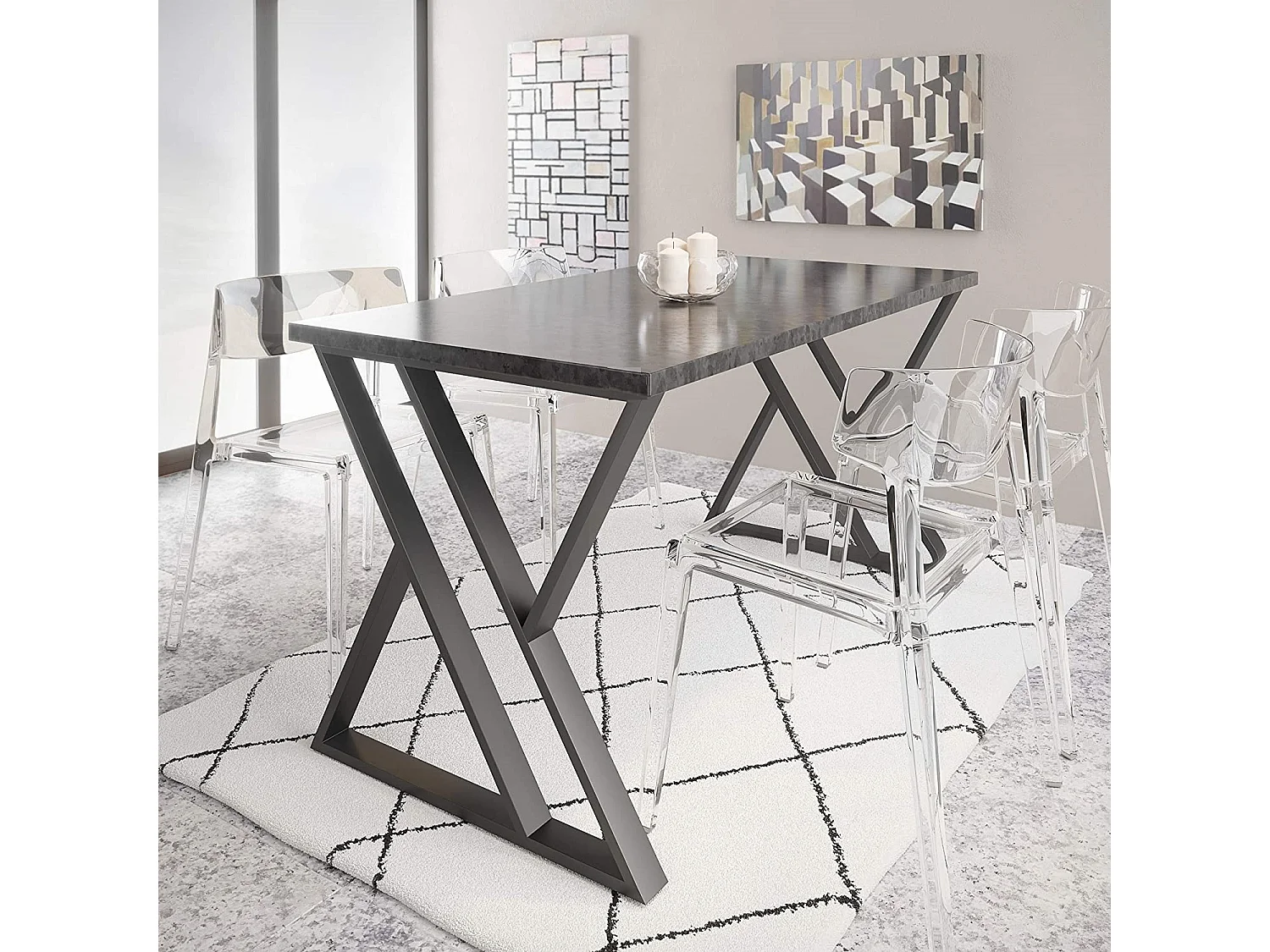 Tischgestell Metall Schwarz 2-er Set 70x72 cm