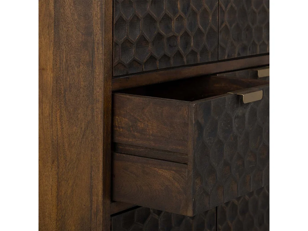 Armário em madeira e metal com 4 portas e 4 gavetas castanho 80x40x180