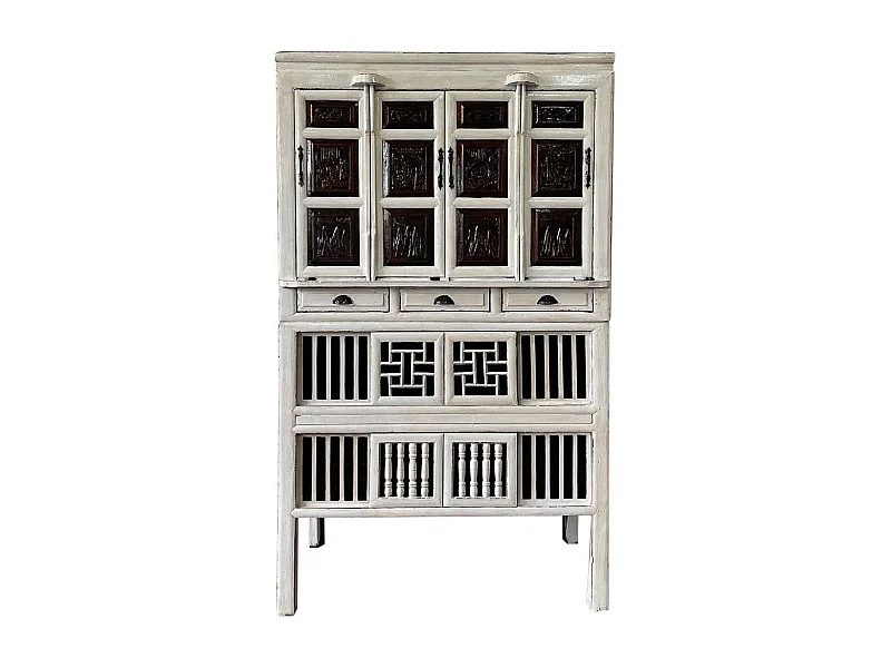 Armoire en bois finie à la main blanche 96x42x175