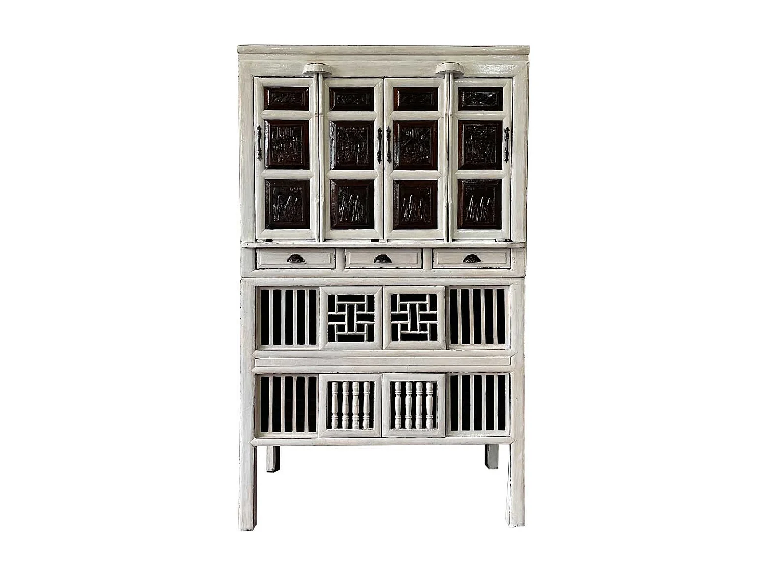 Armoire en bois finie à la main blanche 96x42x175