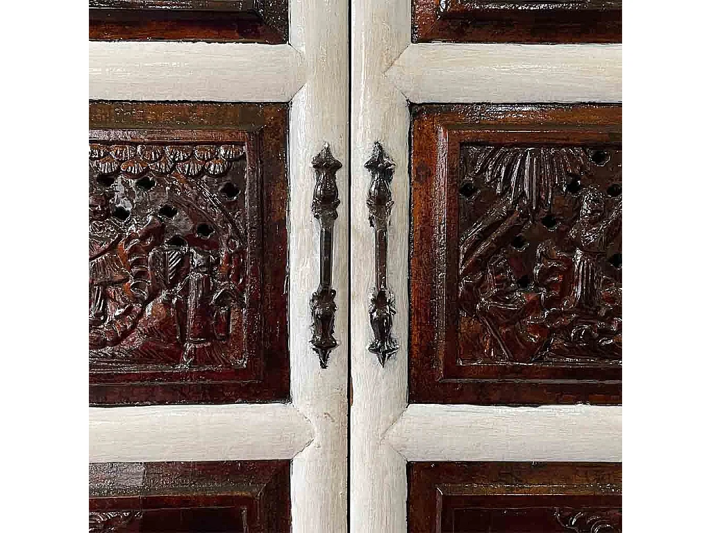 Armoire en bois finie à la main blanche 96x42x175