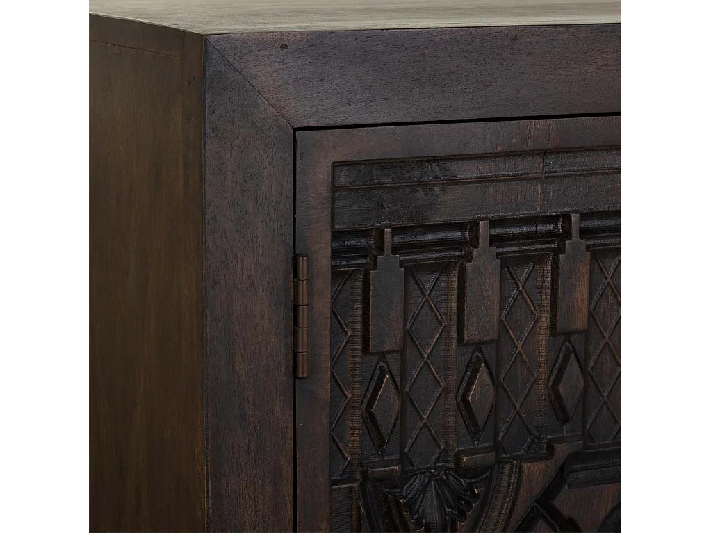 Armadio in legno intagliato rifinito artigianalmente a 2 ante marrone 78x35x140