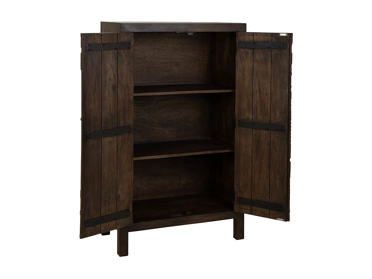 Armadio in legno intagliato rifinito artigianalmente a 2 ante marrone 78x35x140