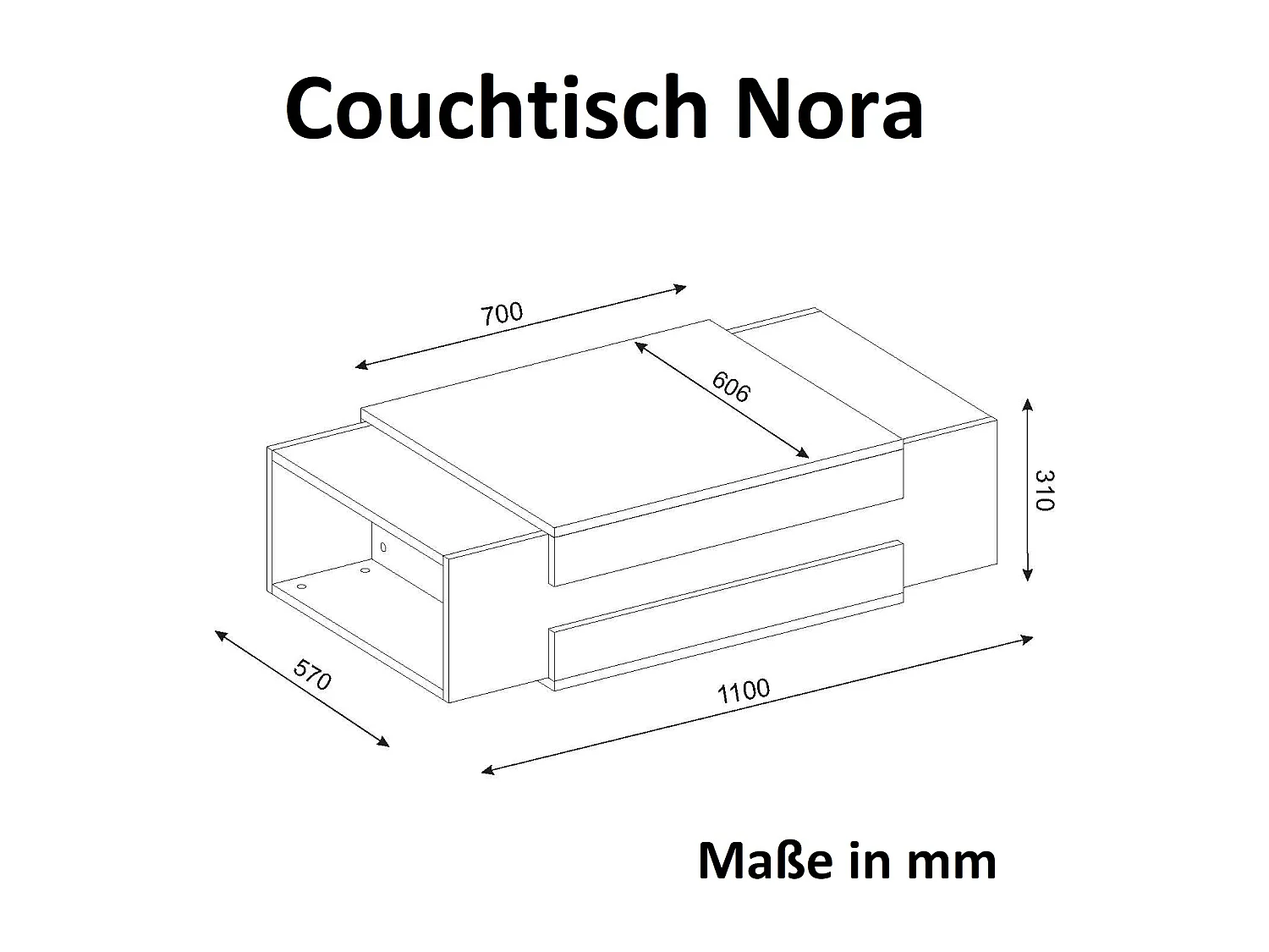 Couchtisch Nora Weiß Walnuss