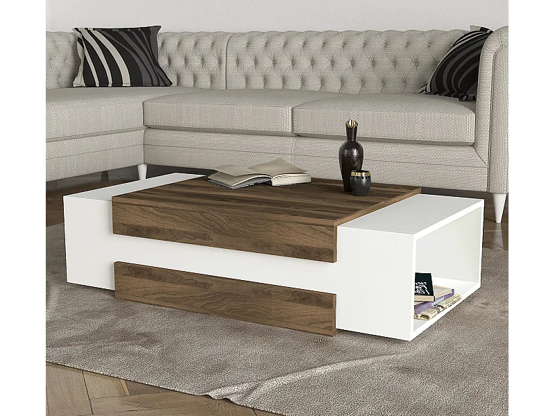 Couchtisch Nora Weiß Walnuss