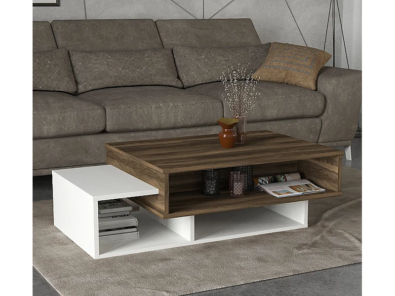 Couchtisch Tab Weiß Walnuss