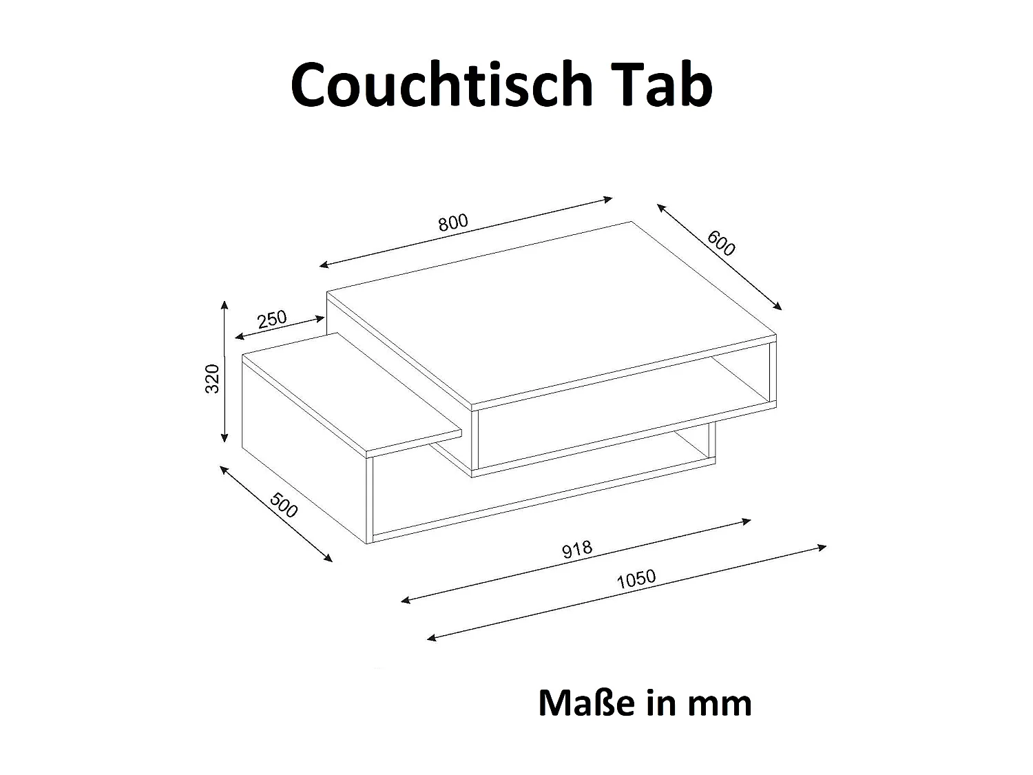 Couchtisch Tab Weiß Walnuss