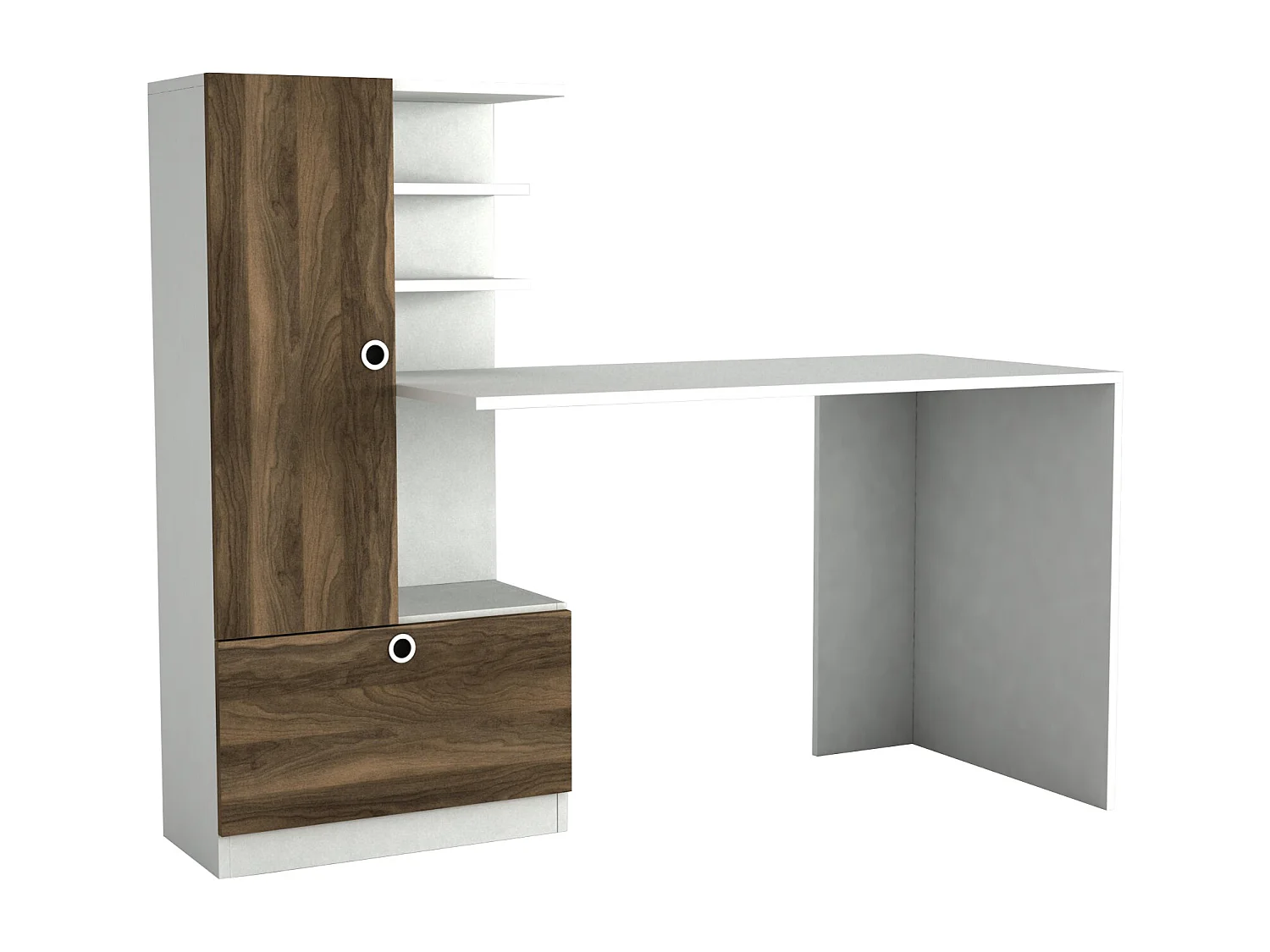 Schreibtisch Domingos Weiß Walnuss