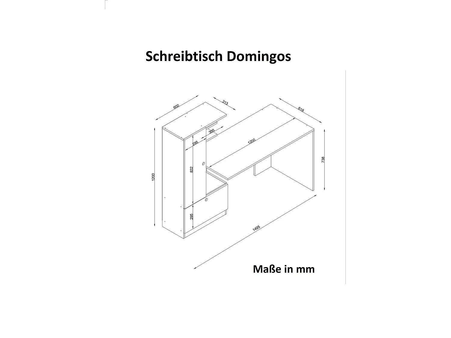 Schreibtisch Domingos Weiß Walnuss