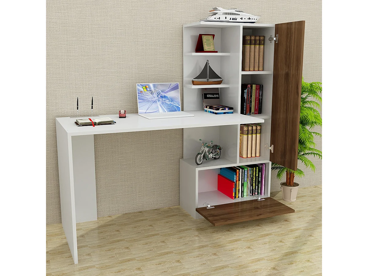 Schreibtisch  Merinos Weiß Walnuss
