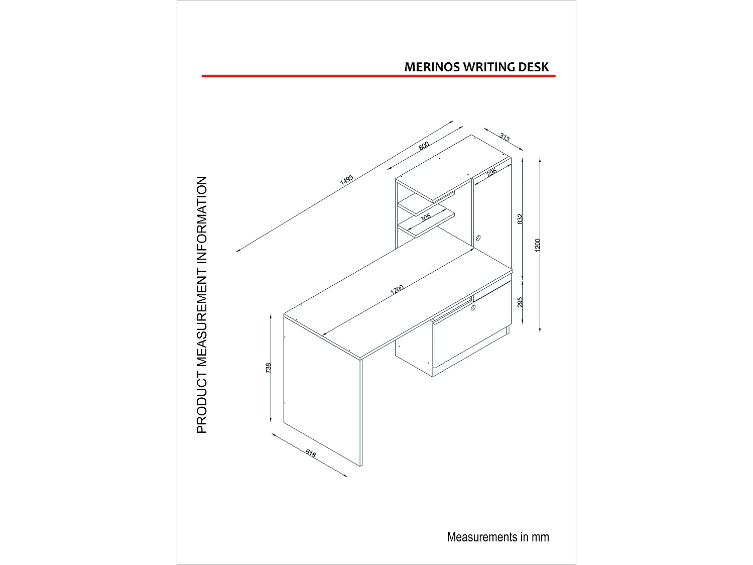 Schreibtisch  Merinos Weiß Walnuss