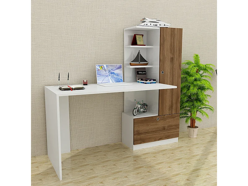 Schreibtisch  Merinos Weiß Walnuss