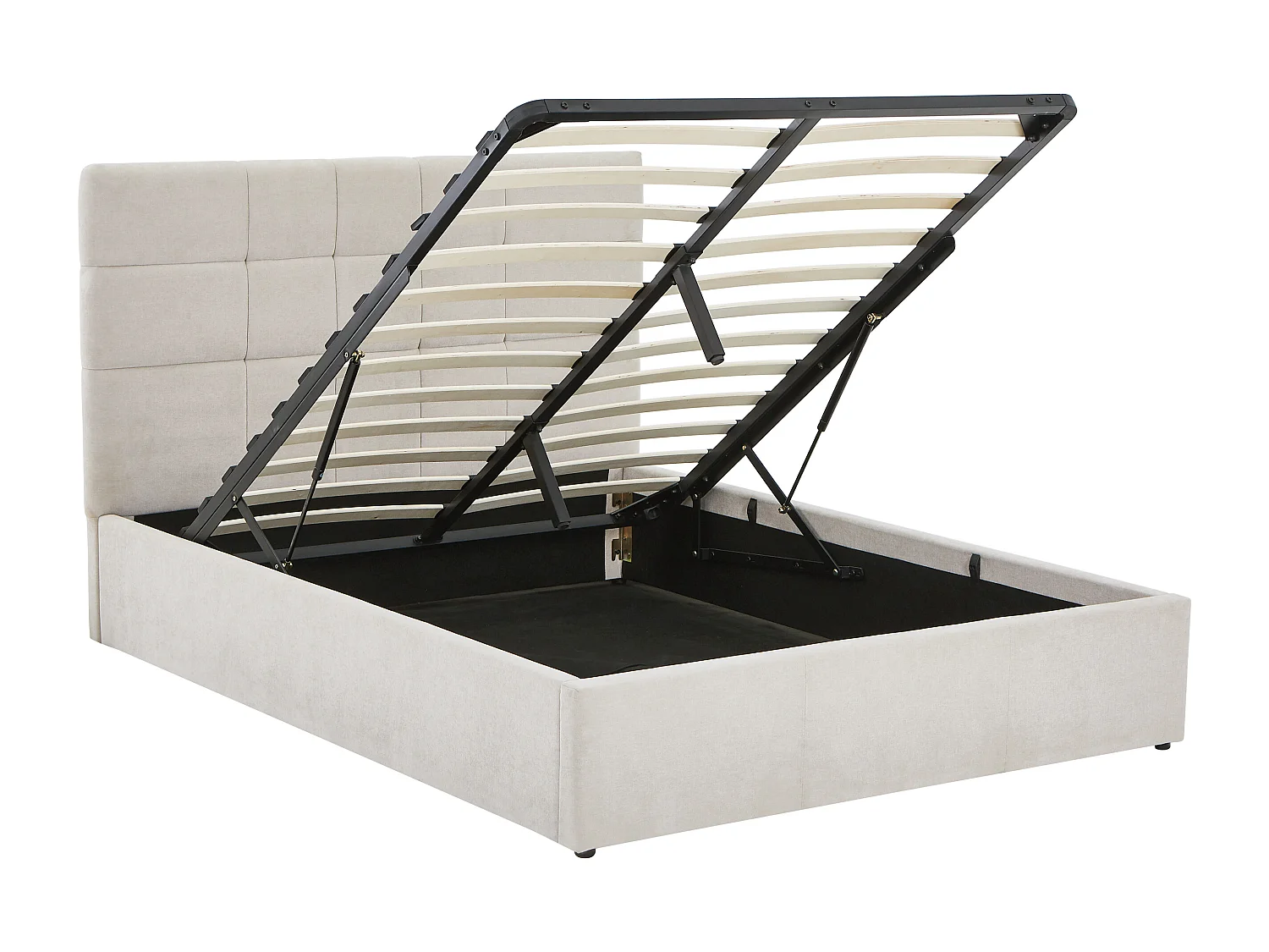 Lit coffre 140 x 190 cm - Tissu - Beige - HOPEYA de Pascal Morabito