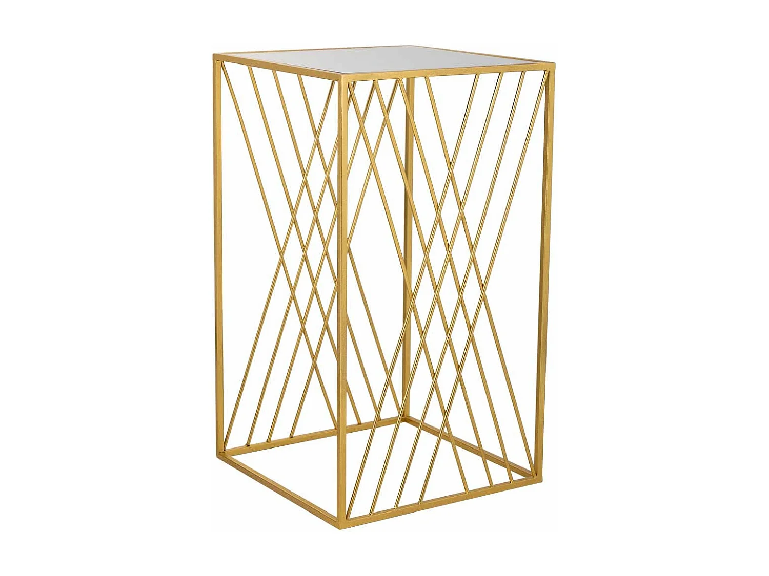 Mesa esquinera cuadrada de metal dorado   40x40x70