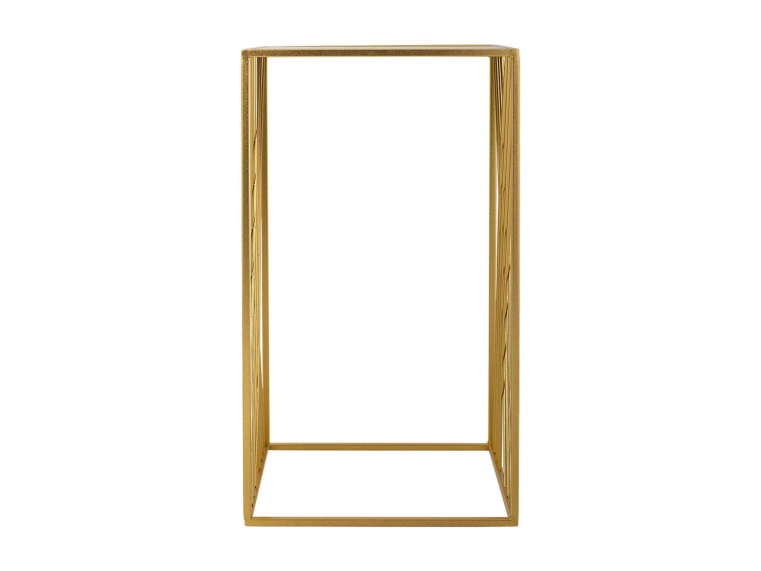 Mesa esquinera cuadrada de metal dorado   40x40x70