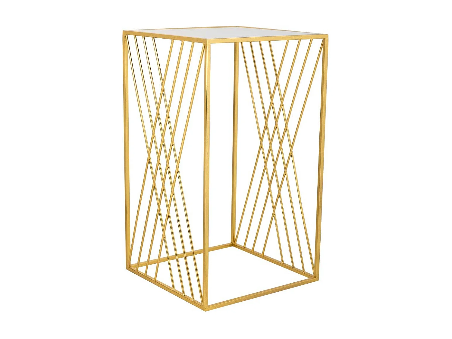 Mesa esquinera cuadrada de metal dorado   40x40x70