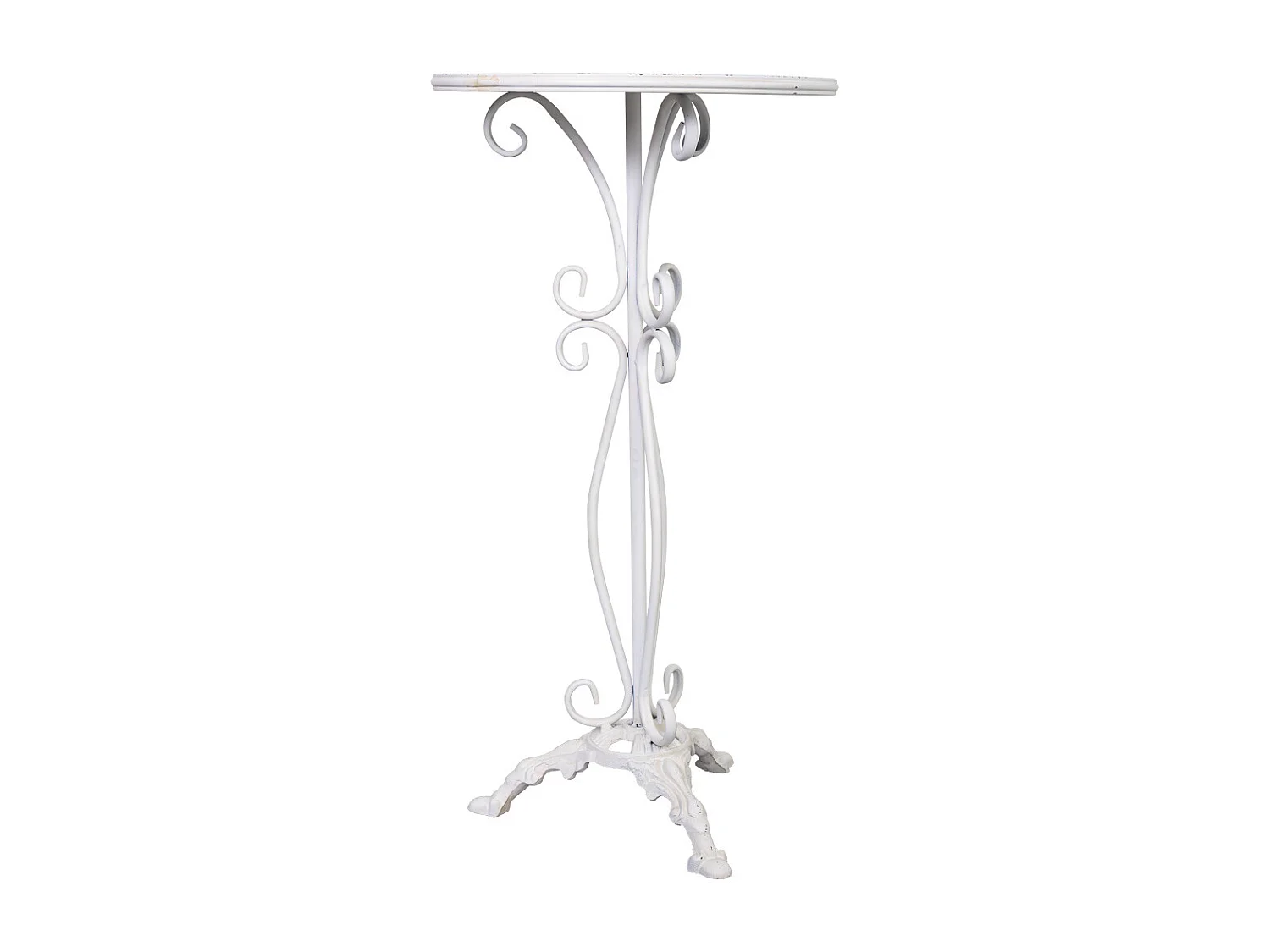 Table d'appoint en métal vieilli blanc 40x40x77