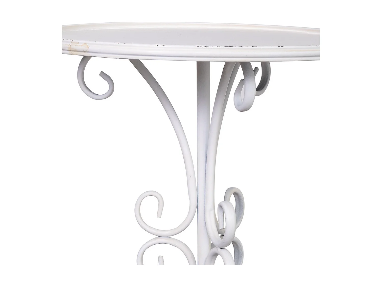 Table d'appoint en métal vieilli blanc 40x40x77
