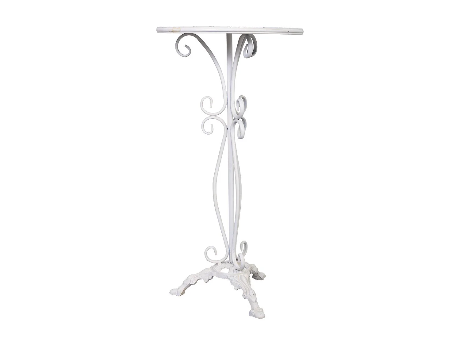 Mesa auxiliar de metal envelhecido branco 40x40x77