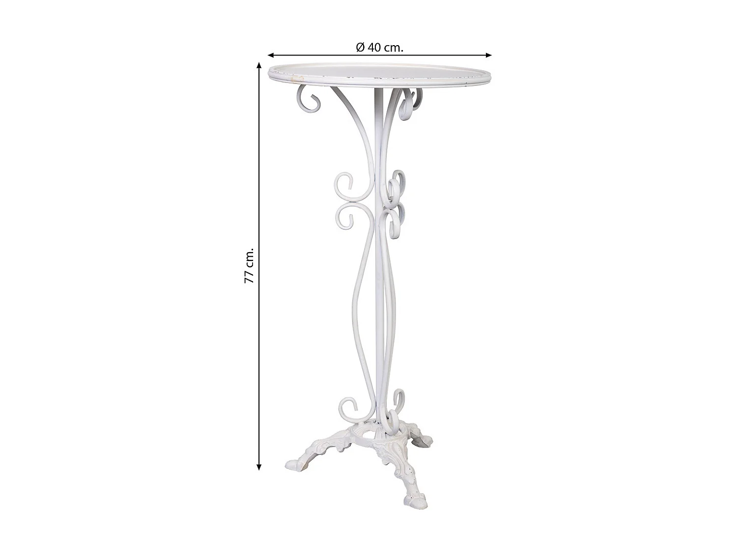 Mesa auxiliar de metal envelhecido branco 40x40x77