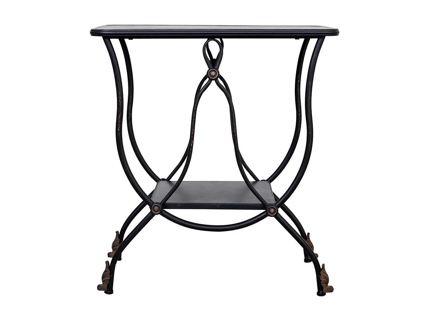 Mesa auxiliar de metal envelhecido preto 60x38x65