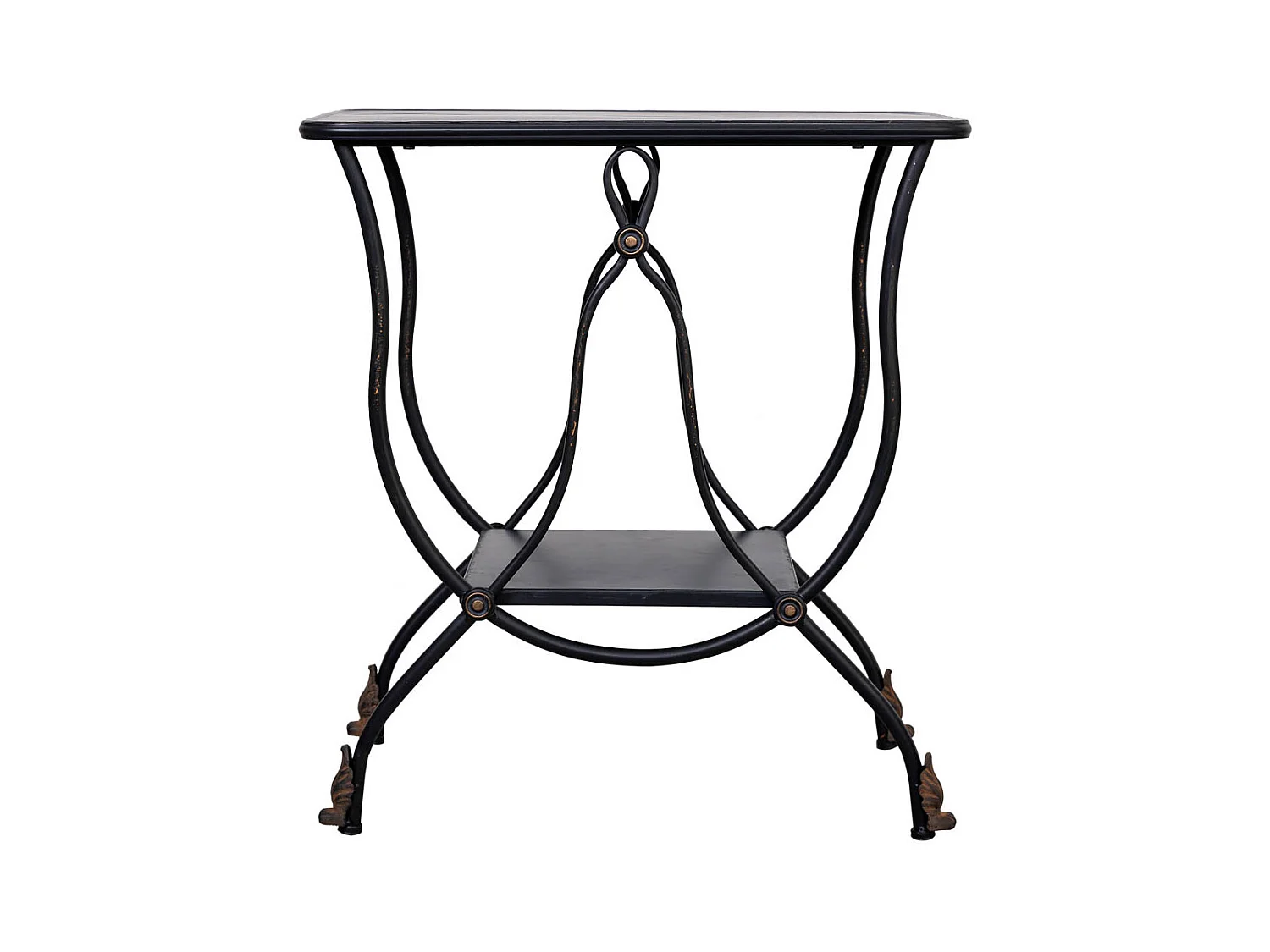 Tavolino in metallo invecchiato nero 60x38x65