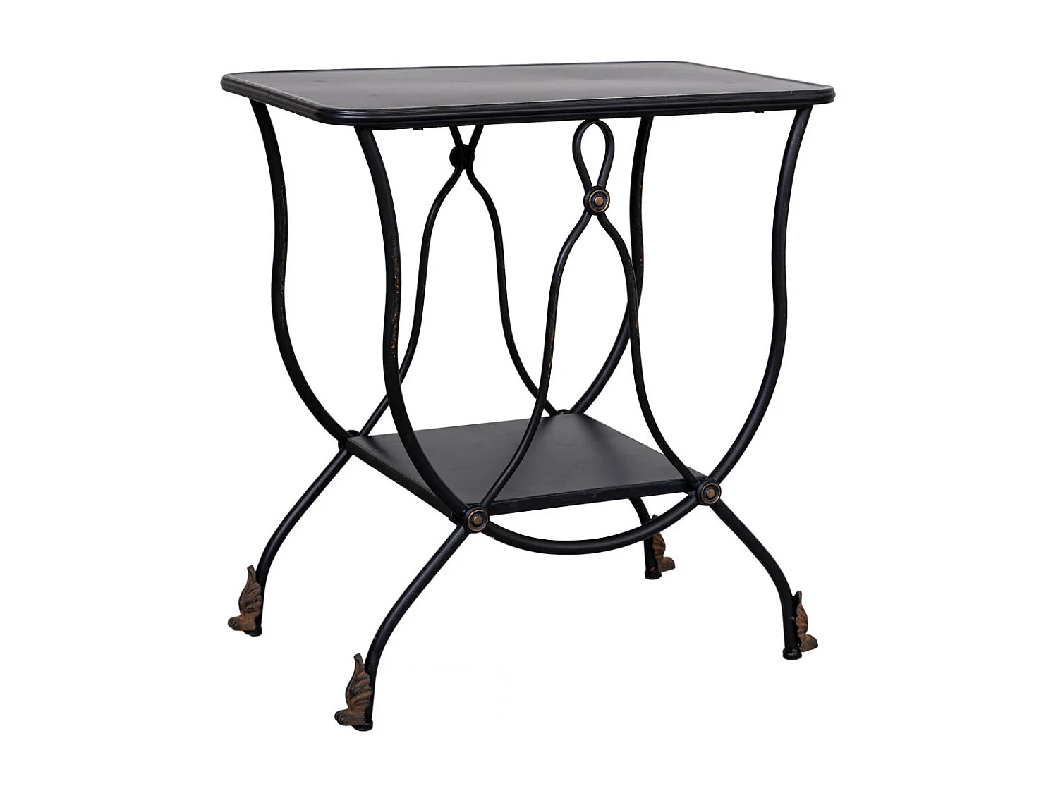Table d'appoint en métal vieilli noir 60x38x65