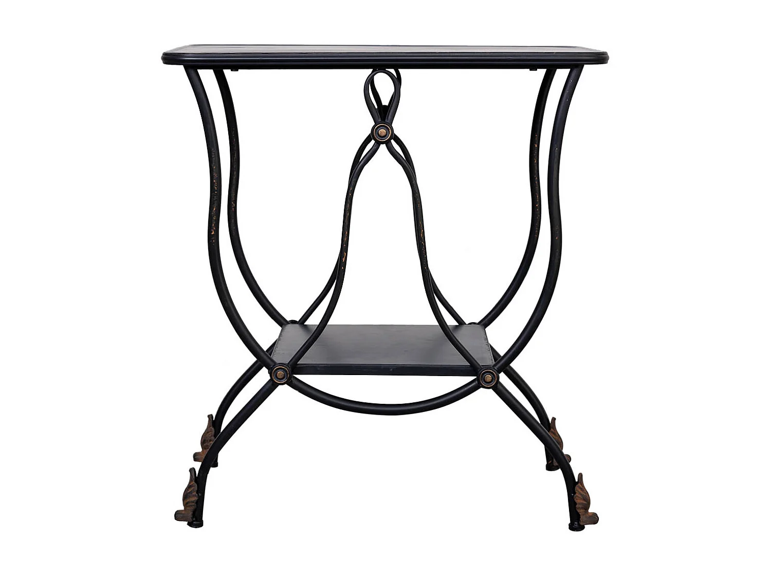 Mesa auxiliar de metal envelhecido preto 60x38x65