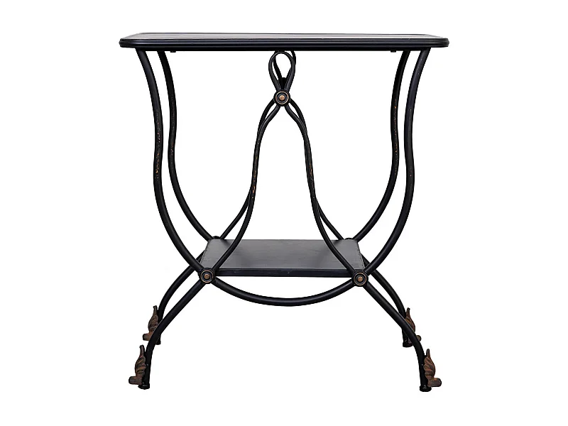 Tavolino in metallo invecchiato nero 60x38x65