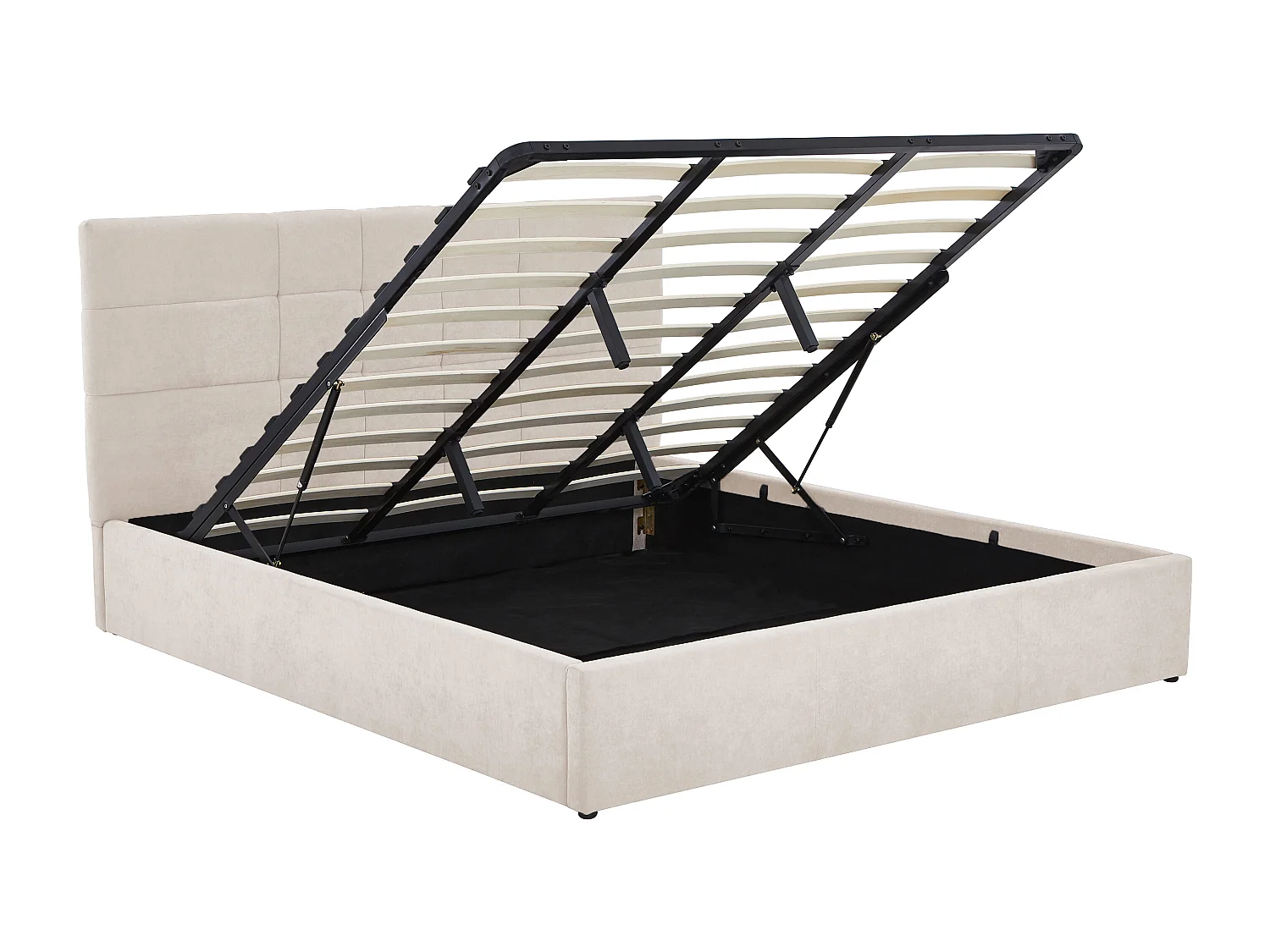 Lit coffre 200 x 200 cm - Tissu - Beige - HOPEYA de Pascal Morabito