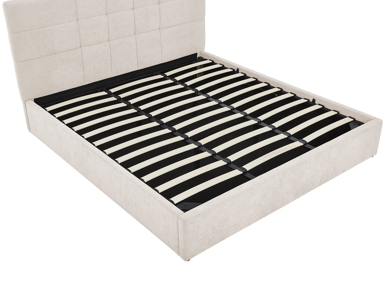 Lit coffre 200 x 200 cm - Tissu - Beige - HOPEYA de Pascal Morabito