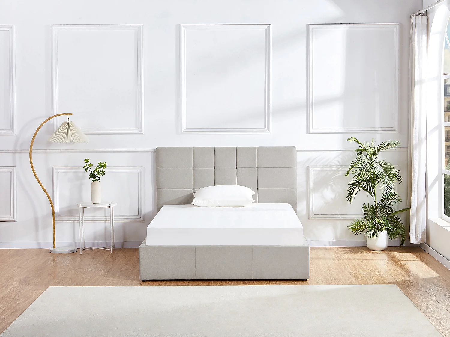 Lit coffre 140 x 190 cm - Tissu - Gris - HOPEYA de Pascal Morabito