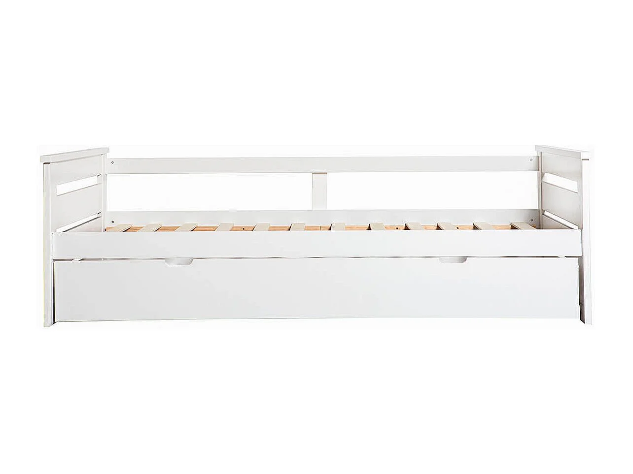 ROSALIA - Lit Gigogne 90 x190 cm Bois Aspect Vieilli Blanc et Grisé