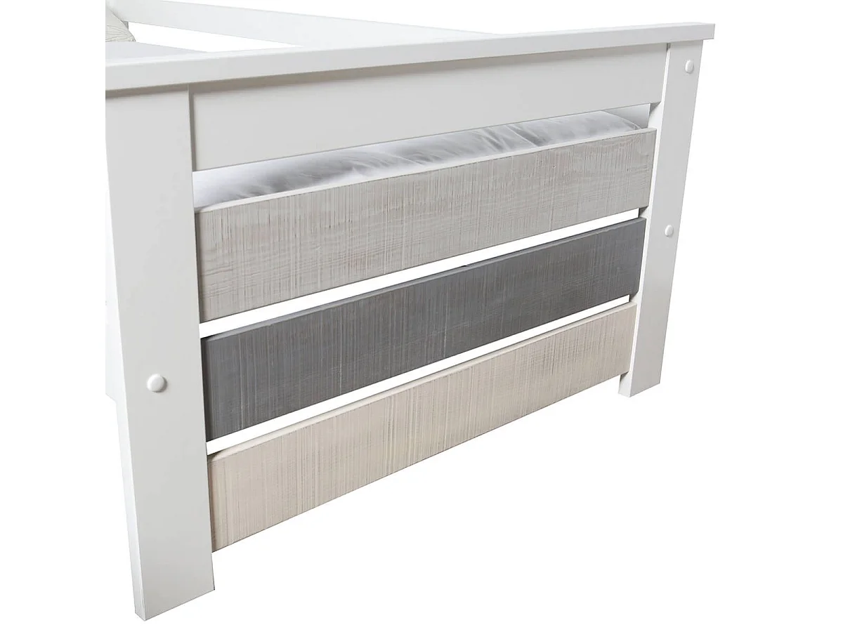 ROSALIA - Lit Gigogne 90 x190 cm Bois Aspect Vieilli Blanc et Grisé