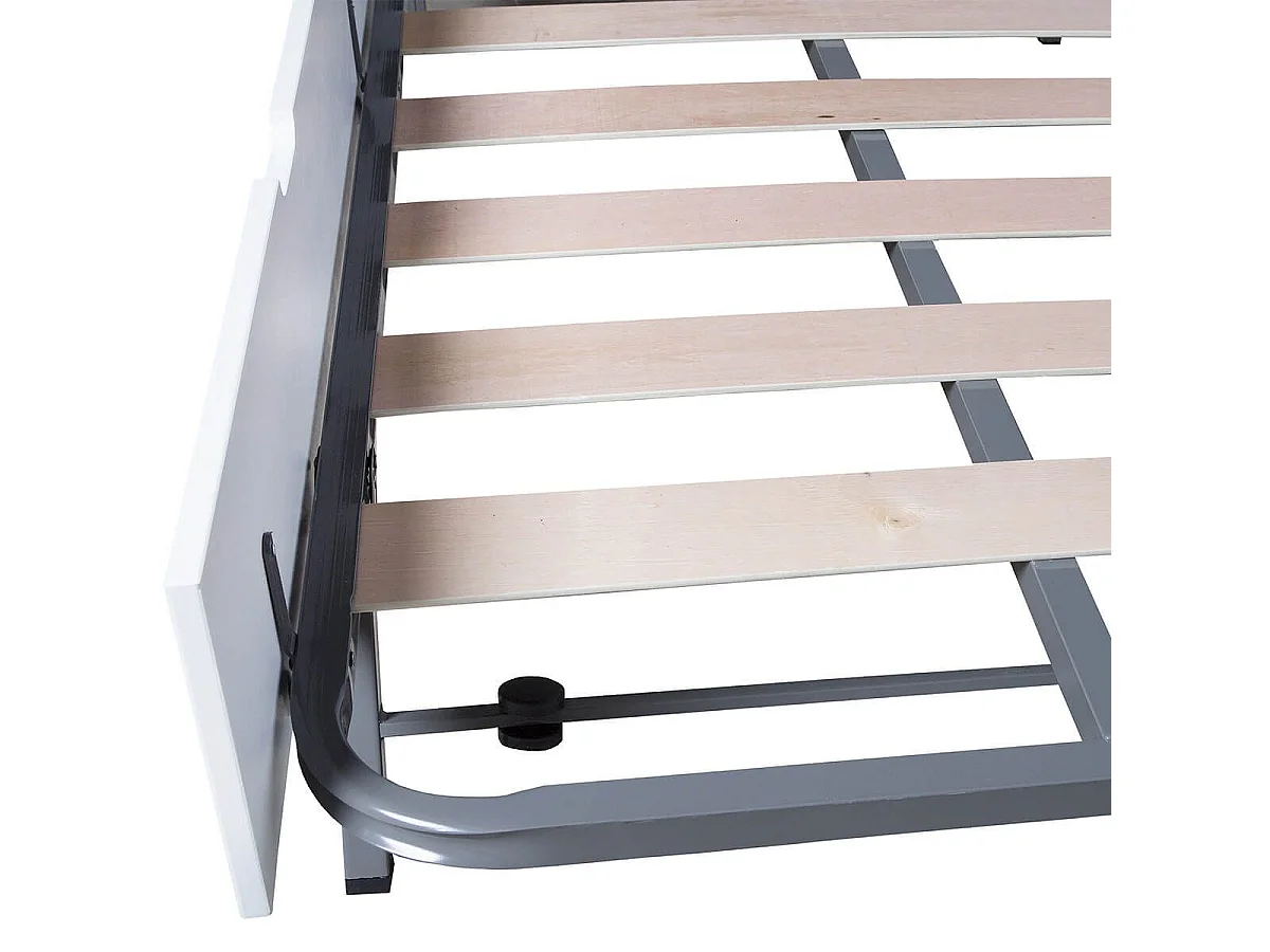 ROSALIA - Lit Gigogne 90 x190 cm Bois Aspect Vieilli Blanc et Grisé