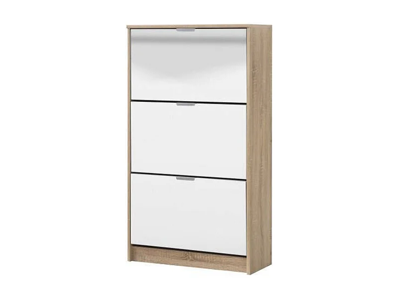 Zapatero de 3 Puertas Roble Sonoma con Espejos | Almacena hasta 12 Pares de Zapatos | 67x28x119 cm