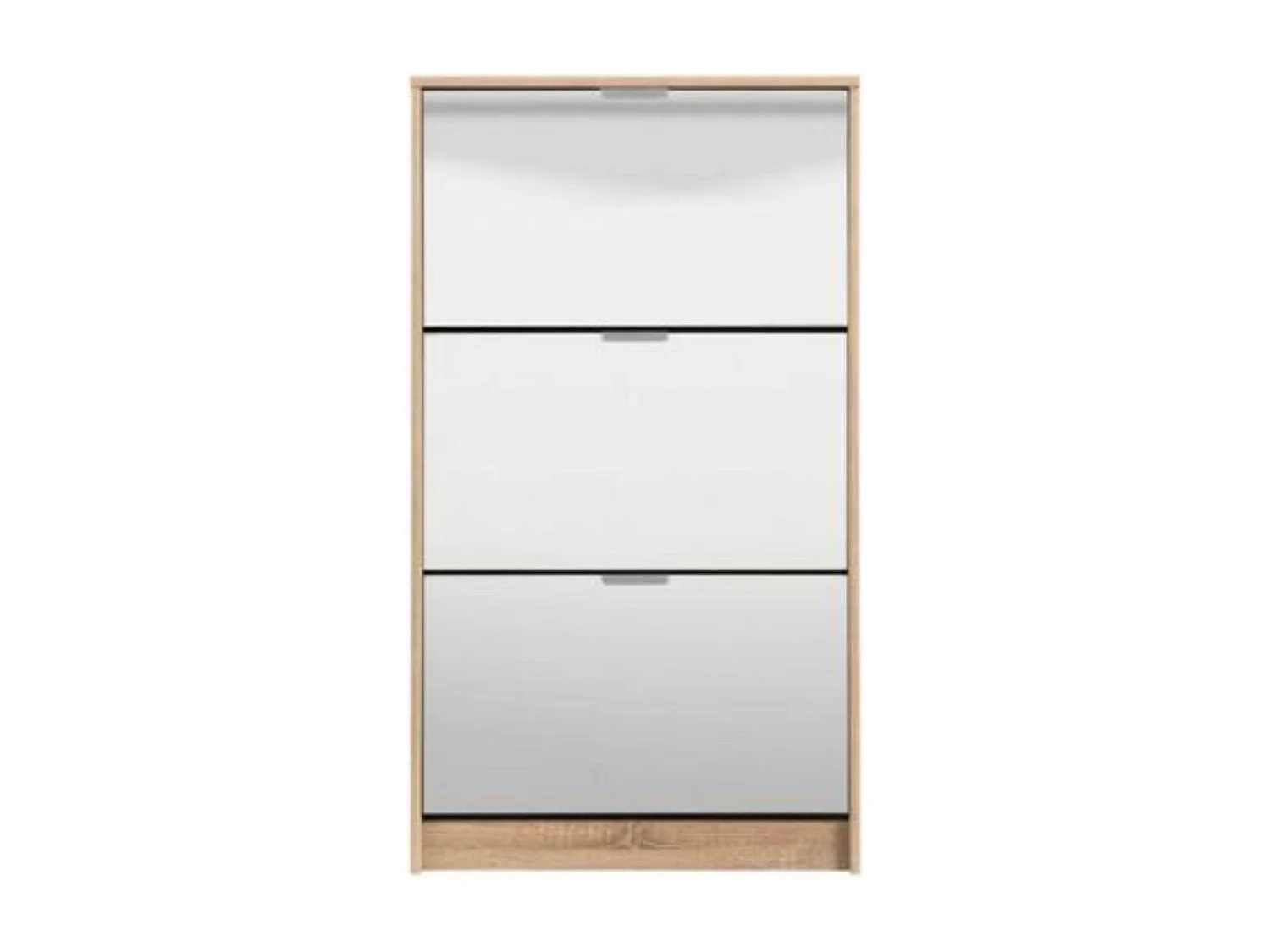 Zapatero de 3 Puertas Roble Sonoma con Espejos | Almacena hasta 12 Pares de Zapatos | 67x28x119 cm