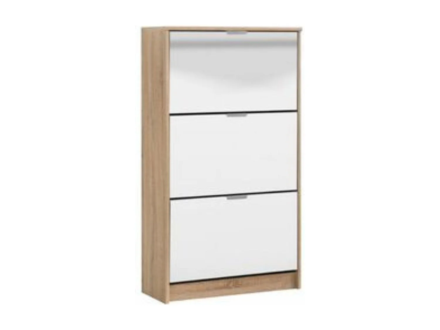 Zapatero de 3 Puertas Roble Sonoma con Espejos | Almacena hasta 12 Pares de Zapatos | 67x28x119 cm