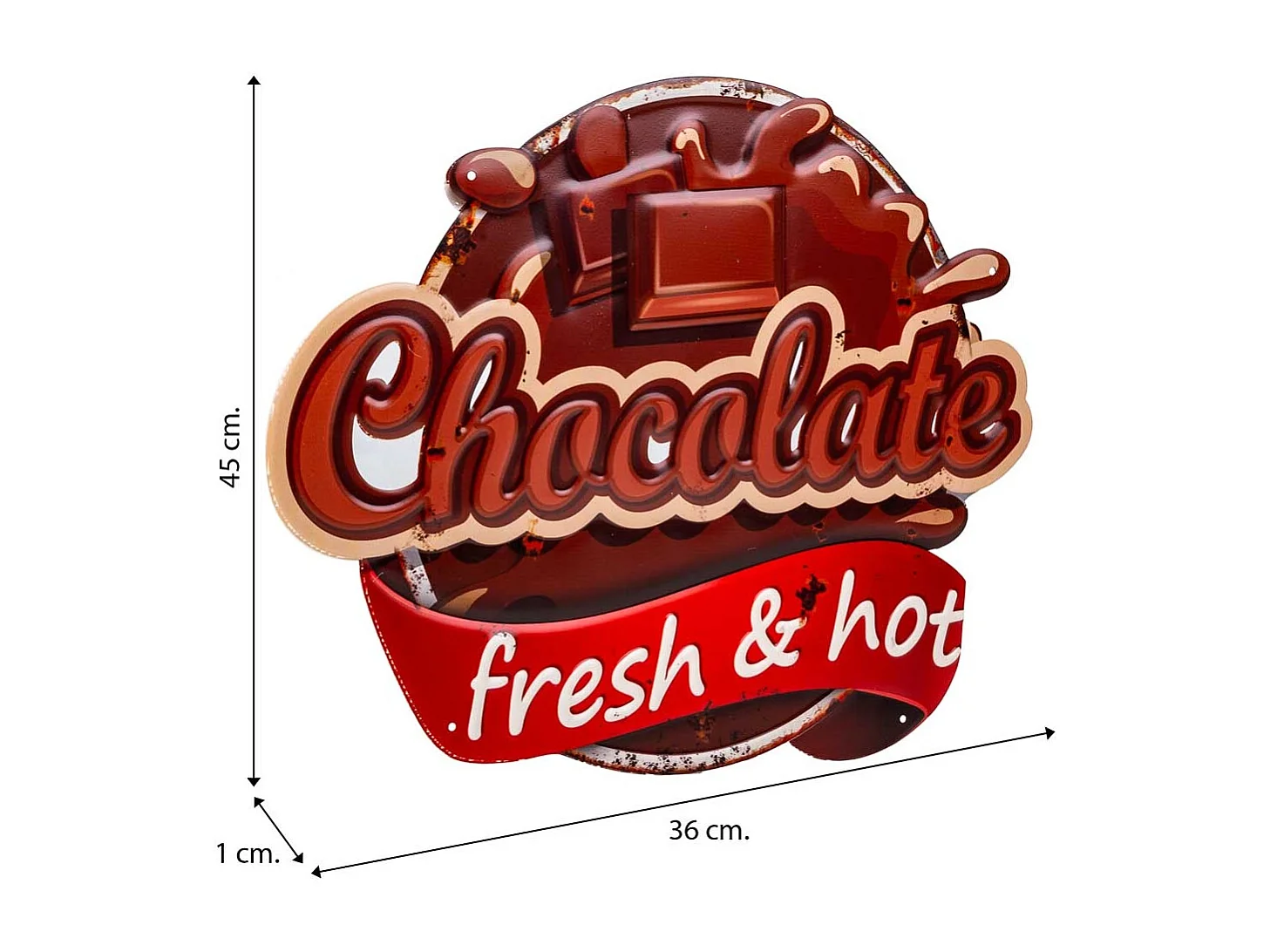 Rote Metallplatte 36x45x1h cm
