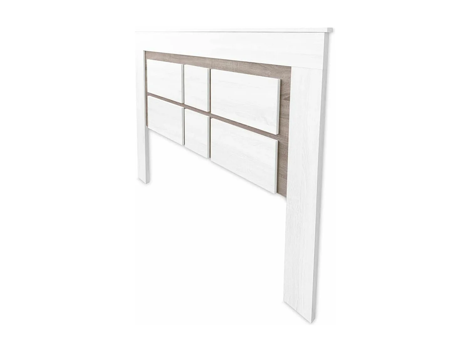 Meyvaser - Cabezal para Cama de Matrimonio con patas, Color Pino y Gris, Medidas: 160 cm (Ancho) x 119,3 cm (Alto) x 3,8 cm (Fondo)