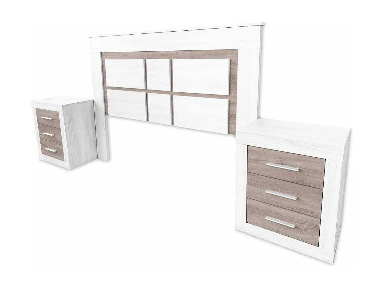 Meyvaser - Cabezal para Cama de Matrimonio con patas, Color Pino y Gris, Medidas: 160 cm (Ancho) x 119,3 cm (Alto) x 3,8 cm (Fondo)