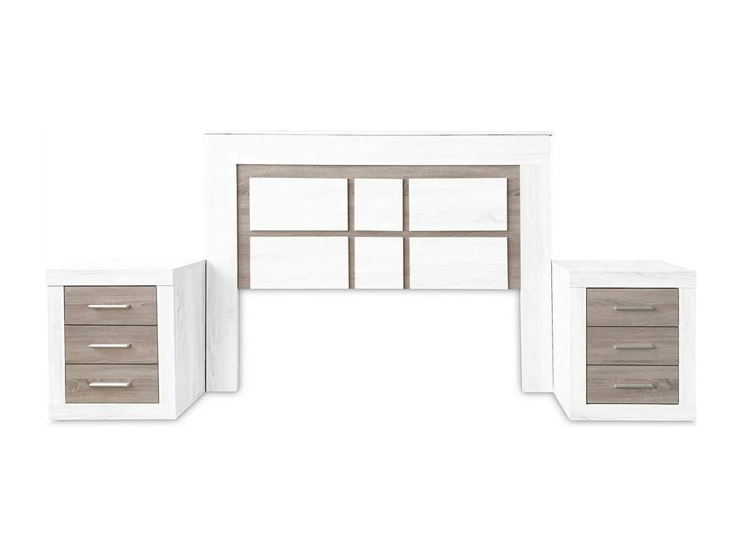 Meyvaser - Cabezal para Cama de Matrimonio con patas, Color Pino y Gris, Medidas: 160 cm (Ancho) x 119,3 cm (Alto) x 3,8 cm (Fondo)