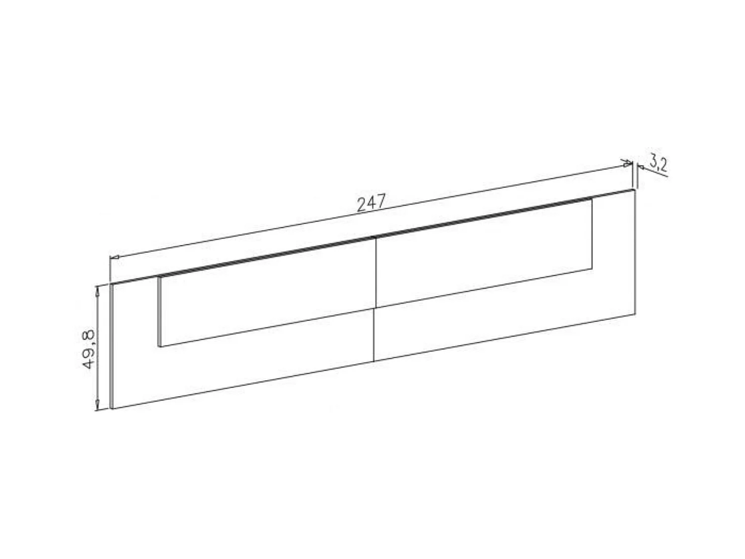 Meyvaser - Cabezal para Cama de Matrimonio, Cabecero, Color Roble y Negro, Medidas: 250 cm (Ancho) x 50 cm (Alto) x 3 cm (Fondo)